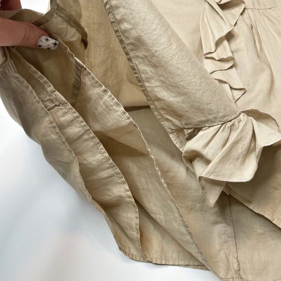 Hache Italy Sleeveless Tan Cotton Mini Ruffle Sheath Dress Large - Picture 11 of 11